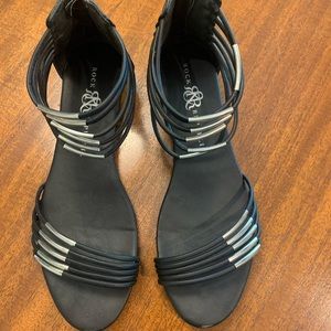 Rock & Republic black strappy sandals With silver trim